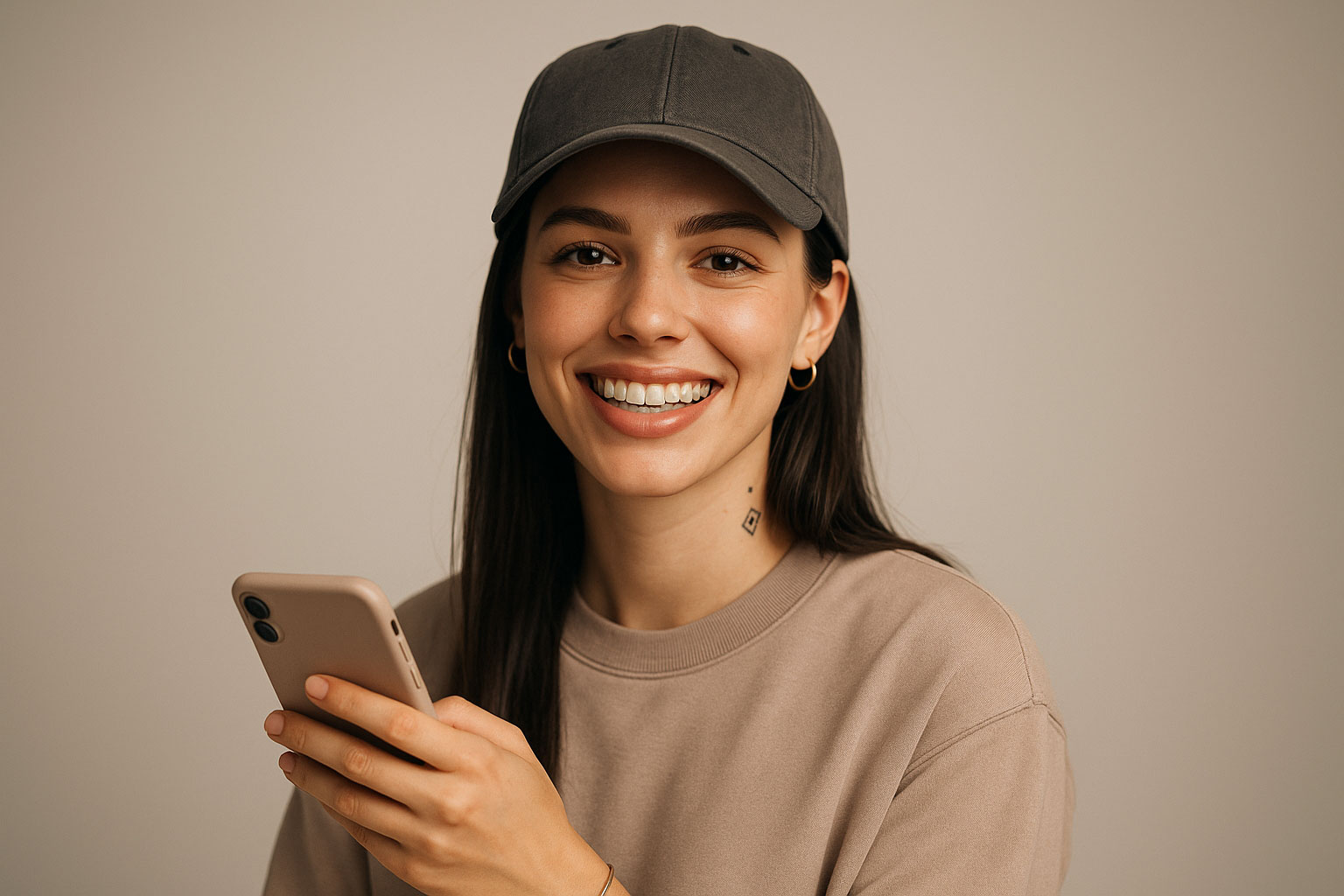 Mujer tras realizar tratamiento de ortodoncia invisible (invisalign)