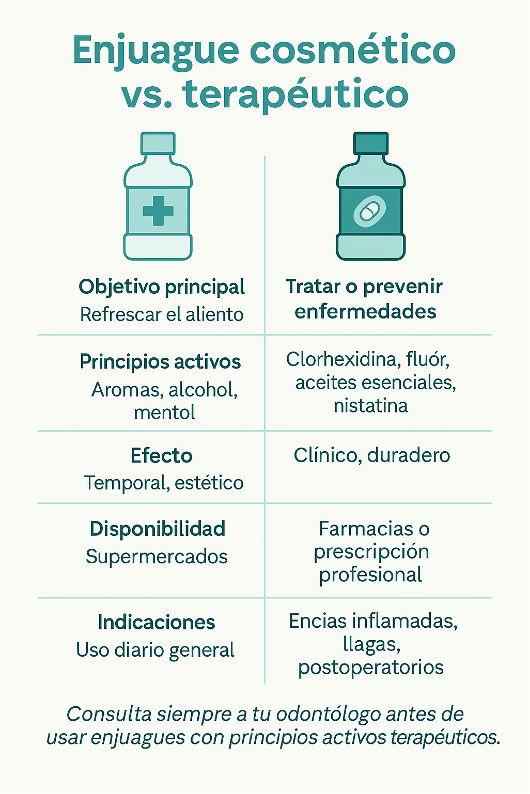 Enjuague bucal cosmetico vs terapeutico