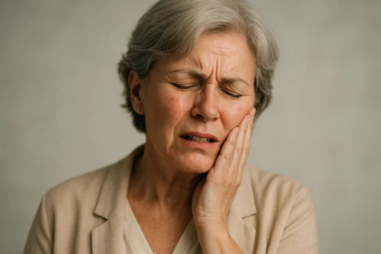 Mujer paciente con neuralgia dental