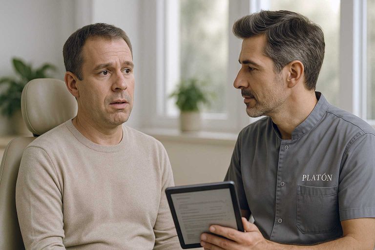 Paciente con sialorrea en consulta